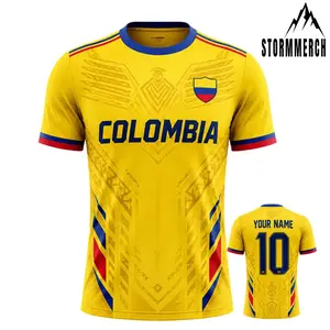 STORMMECH - Personalized Colombia 2026 Soccer Jersey, Custom Name Number Football Jersey, V-Neck Colombia Flag Game Day Shirt, Sun Graphic Fan Jersey, Great Gift for Players and Fans, Soccer Lover Outfit Idea