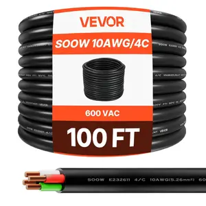 Father's Day Gift VEVOR 100 FT 10AWG Premium Electrical Power Cable Extension Cord Copper Wire 600V