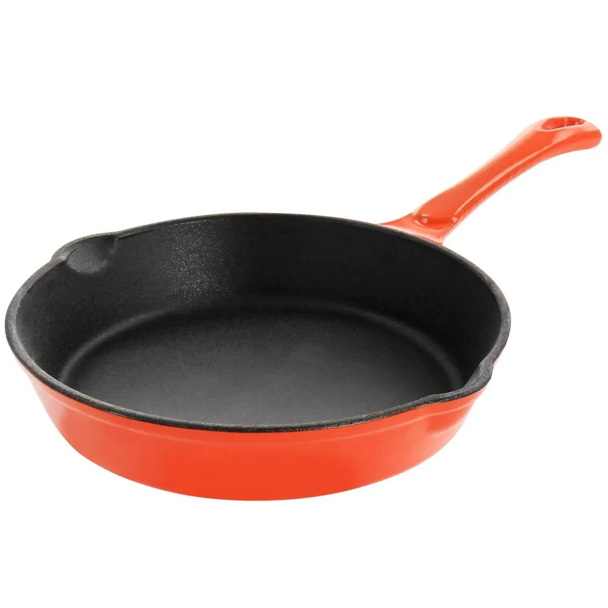 8 in. Enameled Round PreSeasoned Cast Iron Frying Pan, Orange