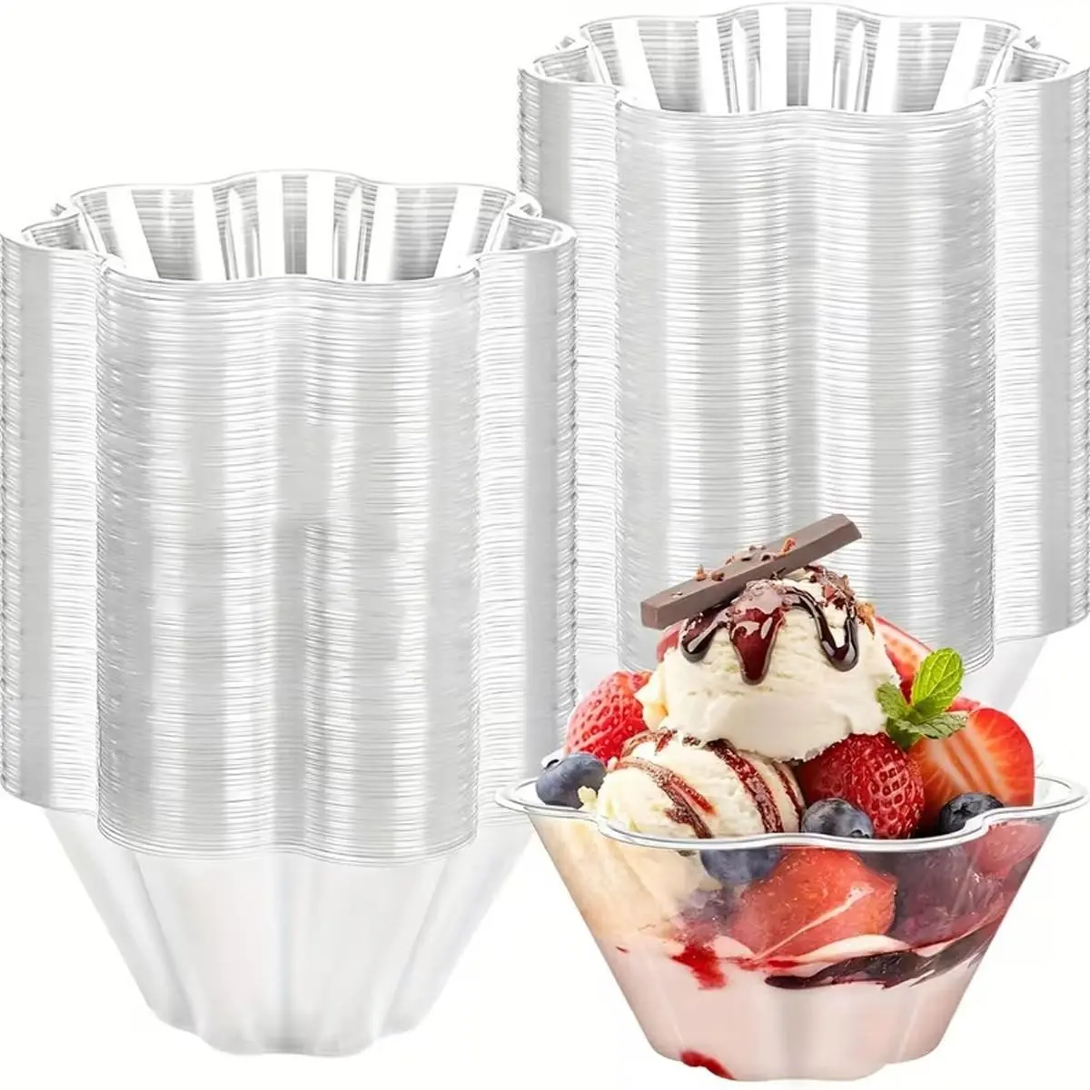 Transparent Clear Plastic Lightweight Disposable Dessert Cup, Christmas Candy Bowl, Appetizer Serving Cup, Ideal for Ice Cream, Cake, Snacks, Fruit Salad, Nuts, Plastic Dessert Cups, Ice Cream Bowls Disposable