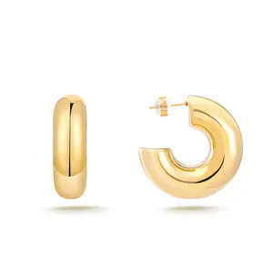 Milan Chiva 14k Gold Plated Chunky Hoop Hypoallergenic Earrings for Women 14k Gold Plated Dainty Jewelry Stylish Accessory