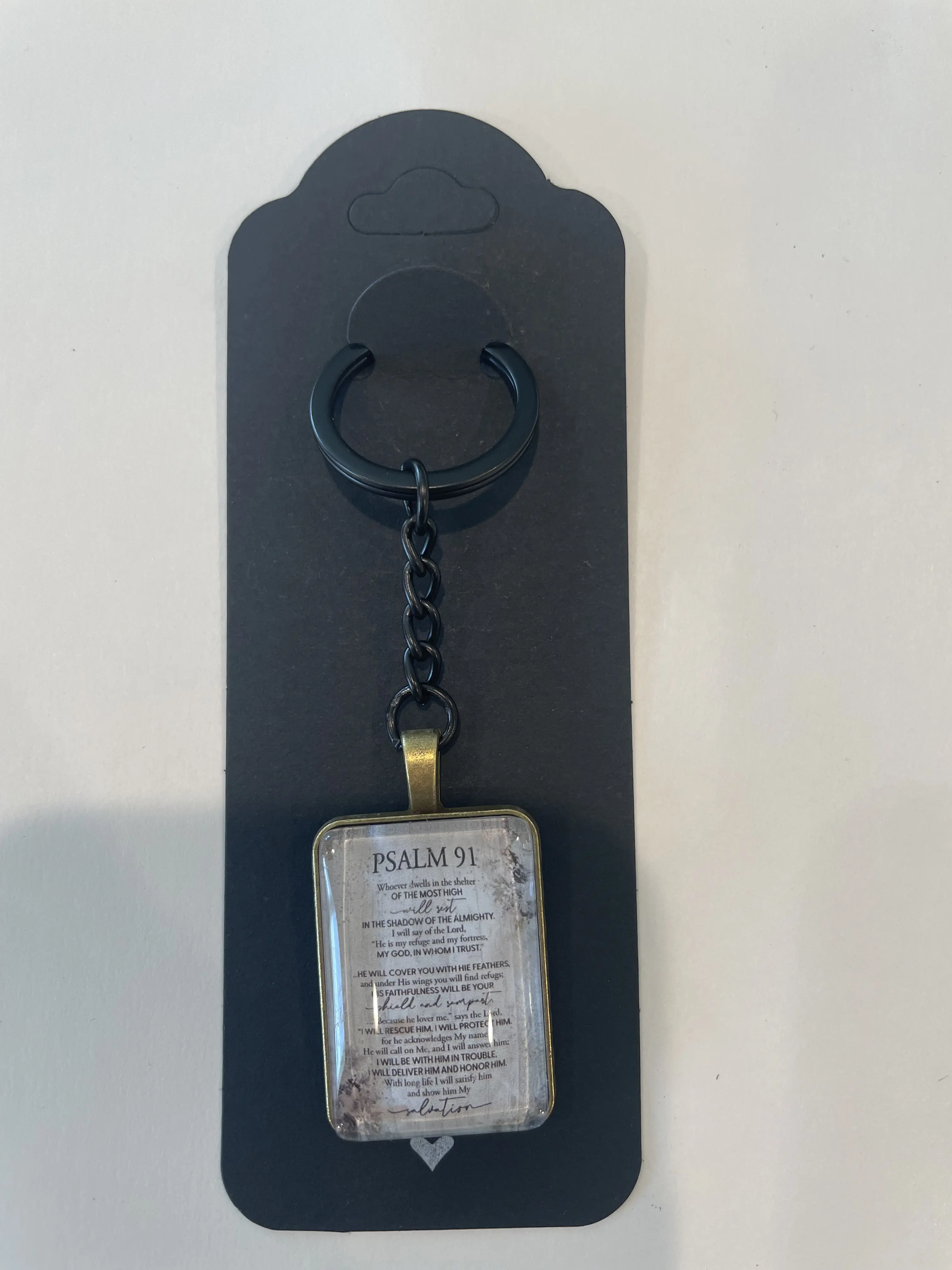 Psalm 91 Key Chain - Bible-Based Design with Black Ring for Daily Inspiration and Spiritual Guidance - Perfect Gift for Faithful Individuals