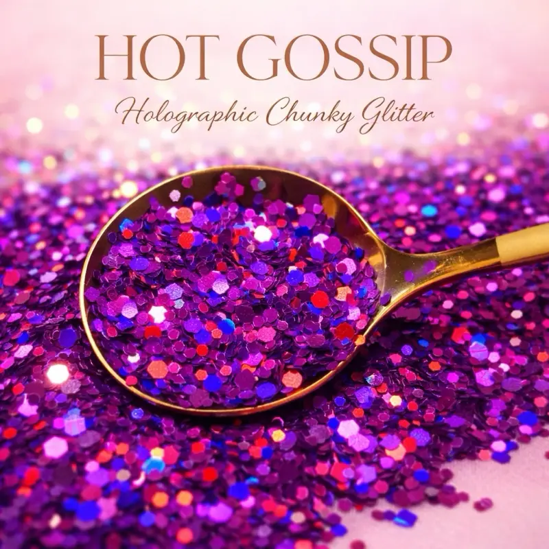 Reese & Riley Co. Hot Gossip Premium Purple Holographic Chunky Glitter Mix - Iridescent Shimmer, Glitter Decorative Nails, Resin Art Tumblers, Kids DIY Crafts