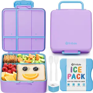 Fimibuke Chill Bento Box – Leak-Proof Lunch Box with Ice Pack, BPA-Free 4-Compartment Food Container with Utensils, Microwave & Dishwasher Safe, for School, Work, or On-the-Go