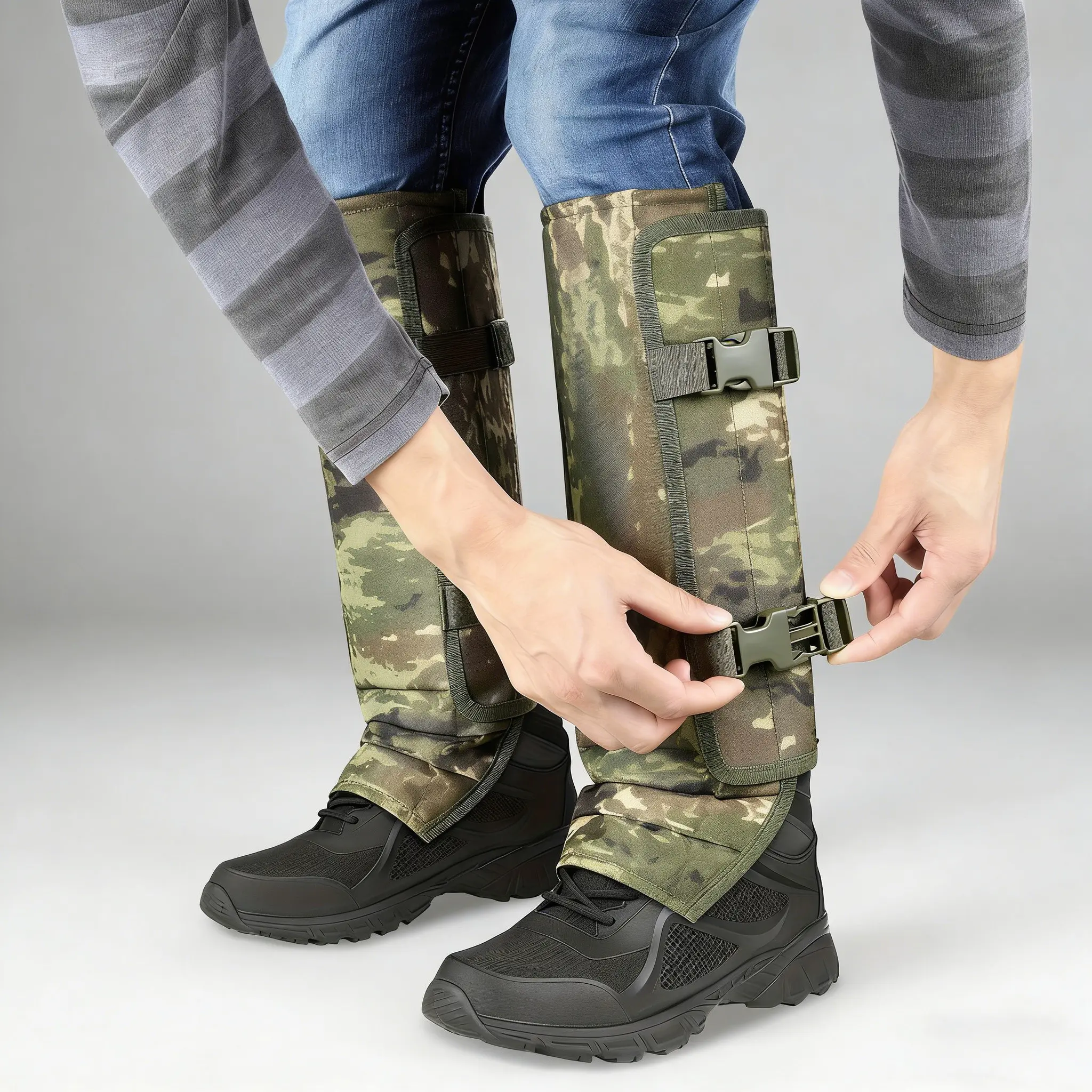 Outdoor Leg Gaiters (Snake-Resistant Design) — Unisex & Adjustable; Suitable for Hunting, Exploration, Hiking, and Farming; Constructed from Abrasion-Resistant, Durable Fabric.