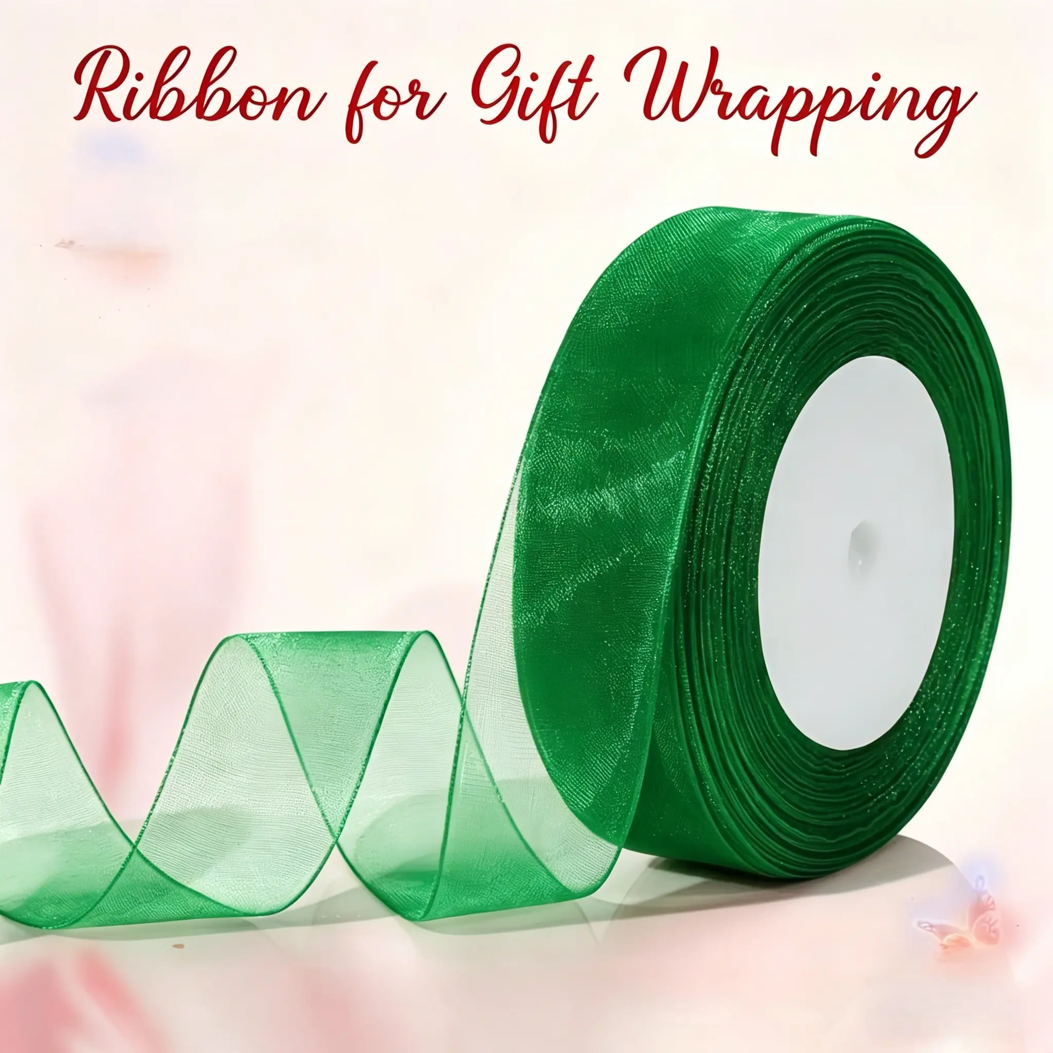 Multiple Colors Available, 1 Roll 50m/1800inch*25mm Organza Ribbon, Transparent Chiffon Ribbon for Gift Wrapping, Graduation, Crafts