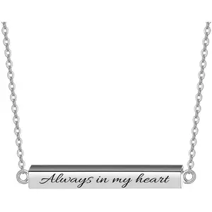 Horizontal Bar Urn Necklaces for Ashes for Women Stainless Steel Keepsake Memorial Cremation Jewelry Ashes Necklace Pendant