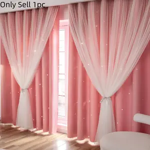 Princess Style Star Blackout Curtain, Window Curtain, Sweet and Cute Design, Sunlight Blocking Drapes for Girls' Bedroom Living Room Decor, Home Decoration Curtain
