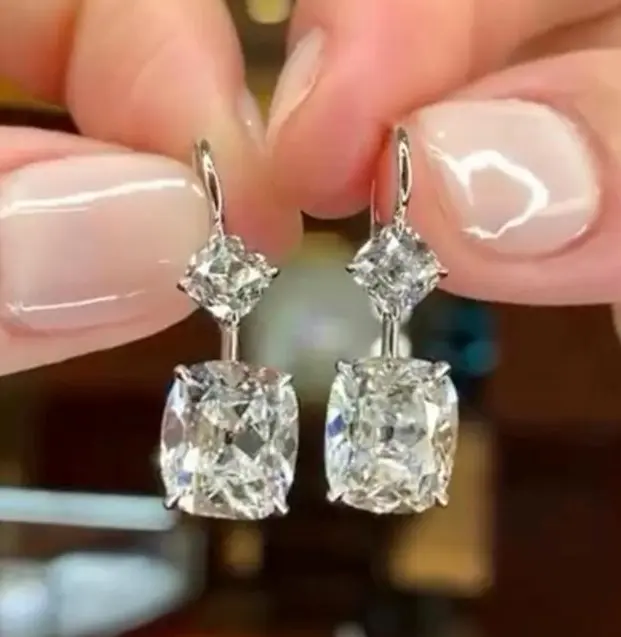 Chrissi｜Custom 2×1ct Radiant Lab Grown Diamond Earstuds, 14K White