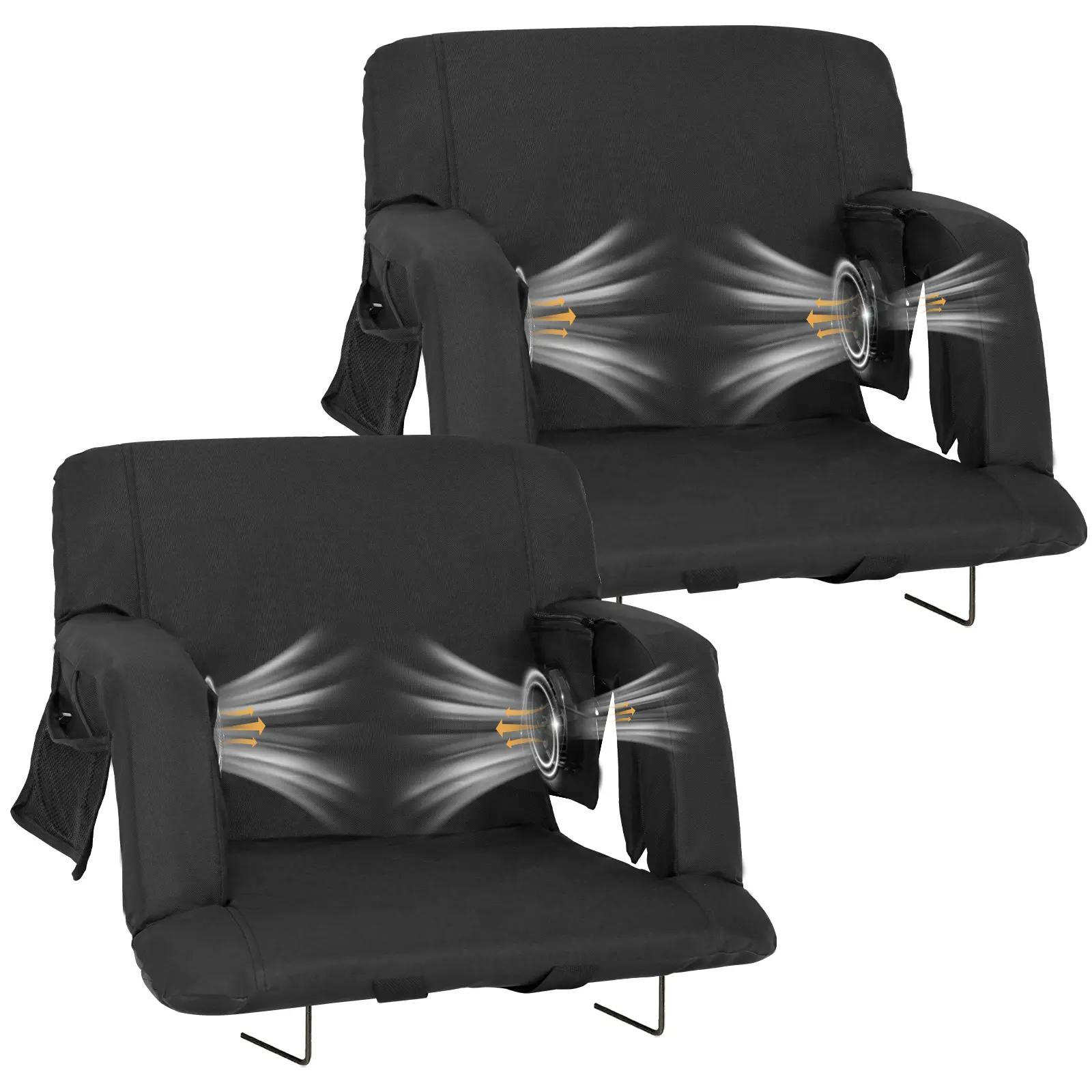 SLSY Stadium Seat w/ Fans, Cooling Seat for Bleachers with Back , Cooling Seat Cushion Foldable,2 Fans & 3 Cooling Speed, Battery NOT Included tiktokshopbacktoschool