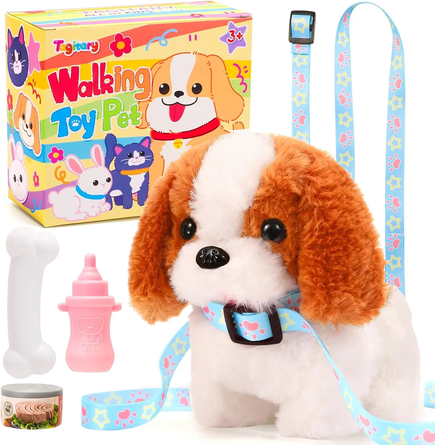 Plush Toys Puppy Electronic Toy Walking and Barking Dogs,Tail Wagging Fake Dog Interactive Dog Toy for Kids with Leash,Easter Valentines Day Christmas Birthday Gift for Toddlers Kids summerwins