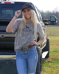 Mossy Oak One Down ,Bottomland Washed Out Logo Tee Mossy Oak Camo Cotton T Shirt, Men’s Camo Hunting Tee, Lightweight Outdoor Shirt | Deer Forest Graphic T-Shirt 2D for Men, Gift for Fan, Father's Day, Mother's Day