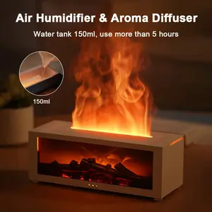 Realistic Flame Aroma Humidifier with Large Tank, Essential Oils, LED Lights, Remote Control, Automatic Fragrance Diffusion, Compact Design for Home Large Room Use