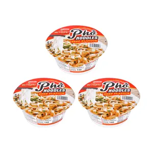 Acecook Vietnam Oh! Ricey Pho Beef Flavor Instant Rice Noodle Bowl - 3 Pack (71g Each) - Authentic Vietnamese Pho Noodles