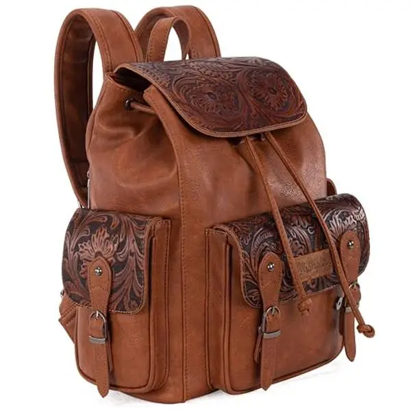 Wrangler Backpack Purse for Women Men Floral Tooled Designer Travel Bags