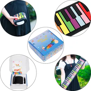49-Key Hand Roll Piano Writing Folding Electronic Keyboard, Rainbow Key Design, Portable Musical Instrument for Music Lovers & Beginners