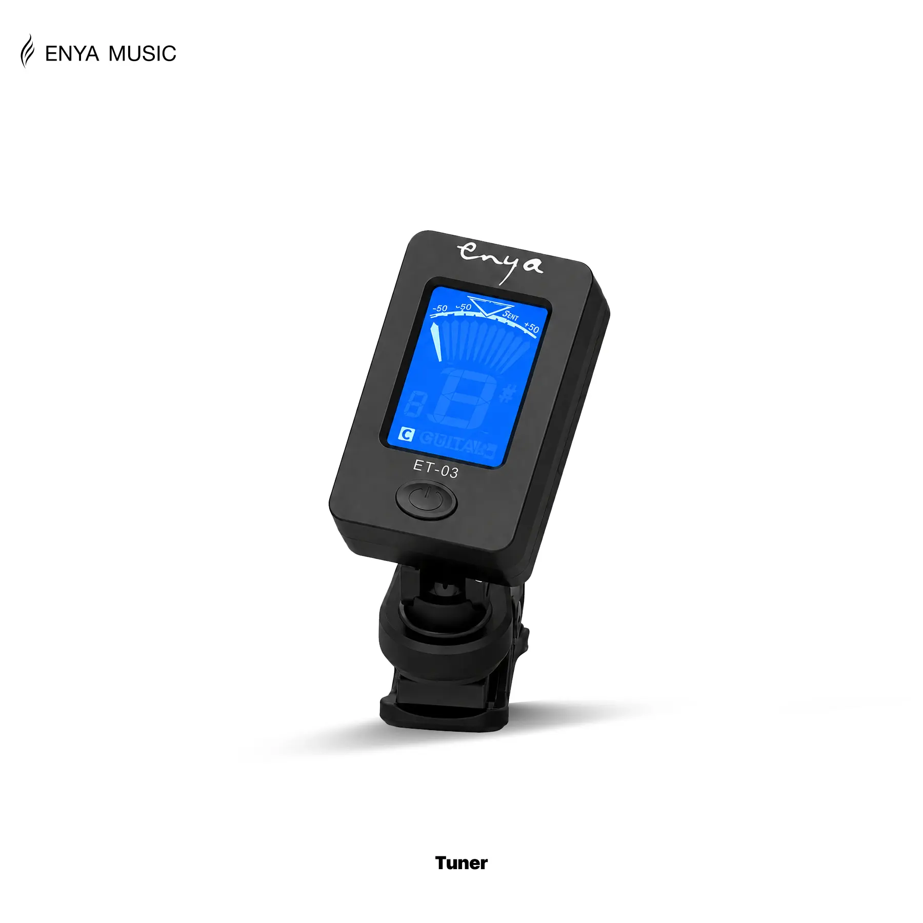 Enya ET-03 Clip-On Guitar Tuner, Accurate Chromatic Tuner for Acoustic & Electric Guitar, Ukulele, Bass, Violin & Banjo, Easy-to-Read LCD Display, Compact Design #backtoschool