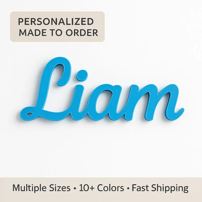 Auliart Customizable Multi-Size 3D Printed PLA+ Plastic Room Door Sign - Premium Matte Lightweight USA-Made Plaque, Easy Installation, 10+ Colors (Olive Included), Nursery Blue-Themed, Fast Shipping, Gift for Decor, Room & House Use, Room Decor
