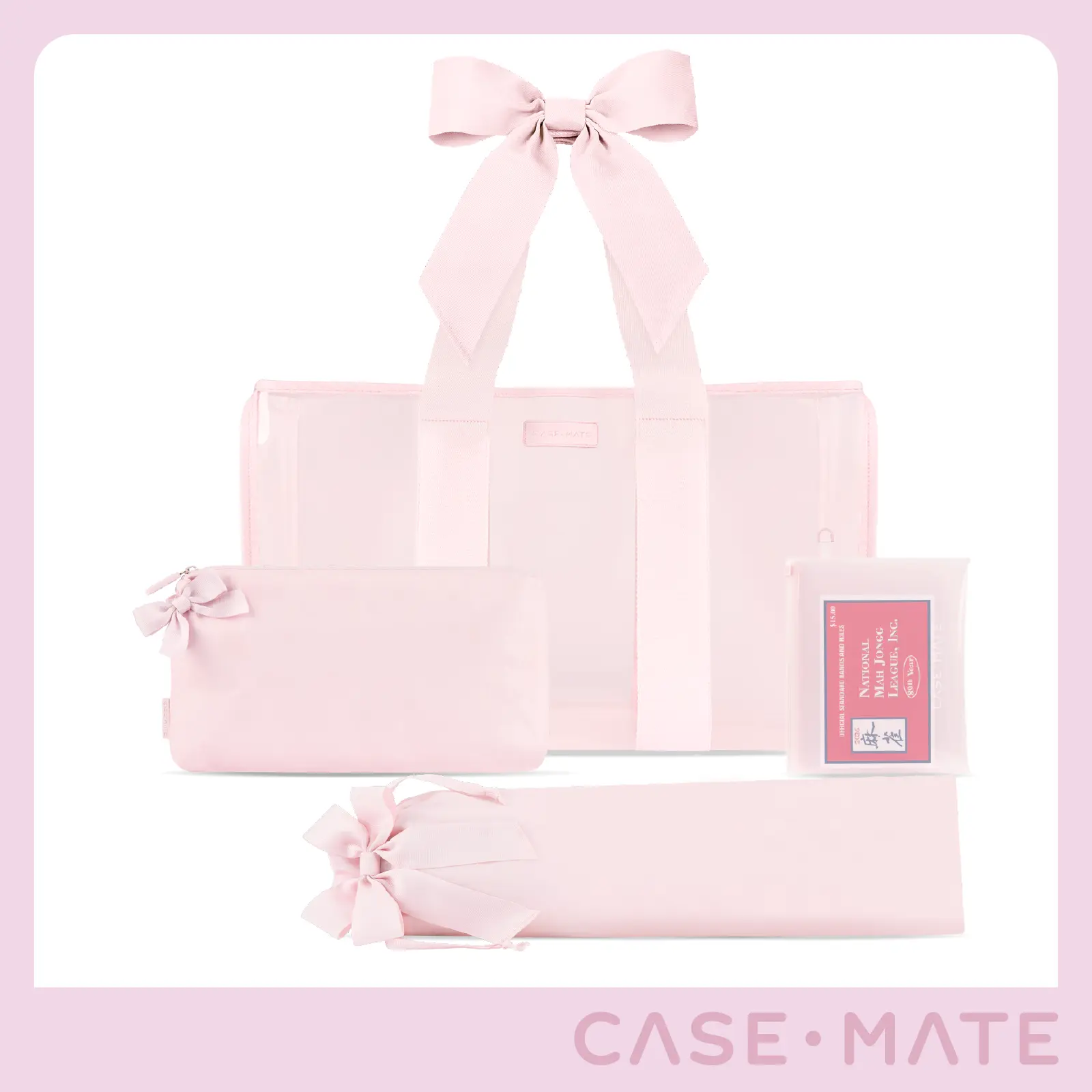 Case-Mate Mahjong Jelly Tote Set - Extra-Large Jelly Tote, Crinkle Tile Bag, Protective Rack Sleeve for Game Nights