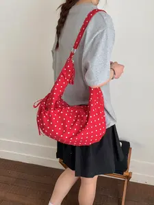 1pc  Ladies' crossbody bag, lightweight shoulder bag, zipper closure, polka dot print, fashionable and versatile, suitable for students to go to school, commute, shopping, ladies' crossbody bag
