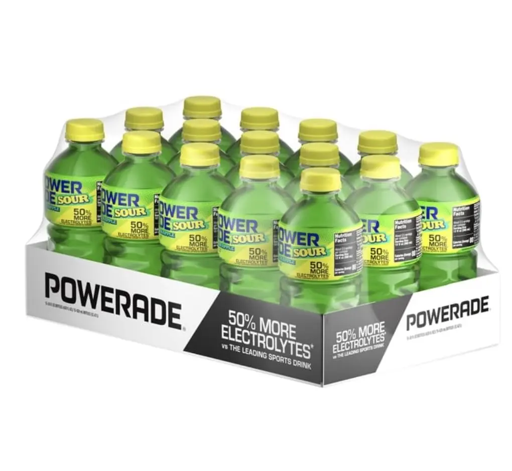 Powerade Xtra Sour Green Apple, 28 oz Bottles, 15 Pack