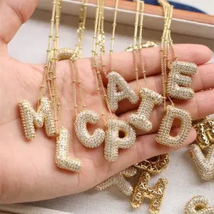 Chic and Classic Brass Bubble Alphabet Pendant Necklace
