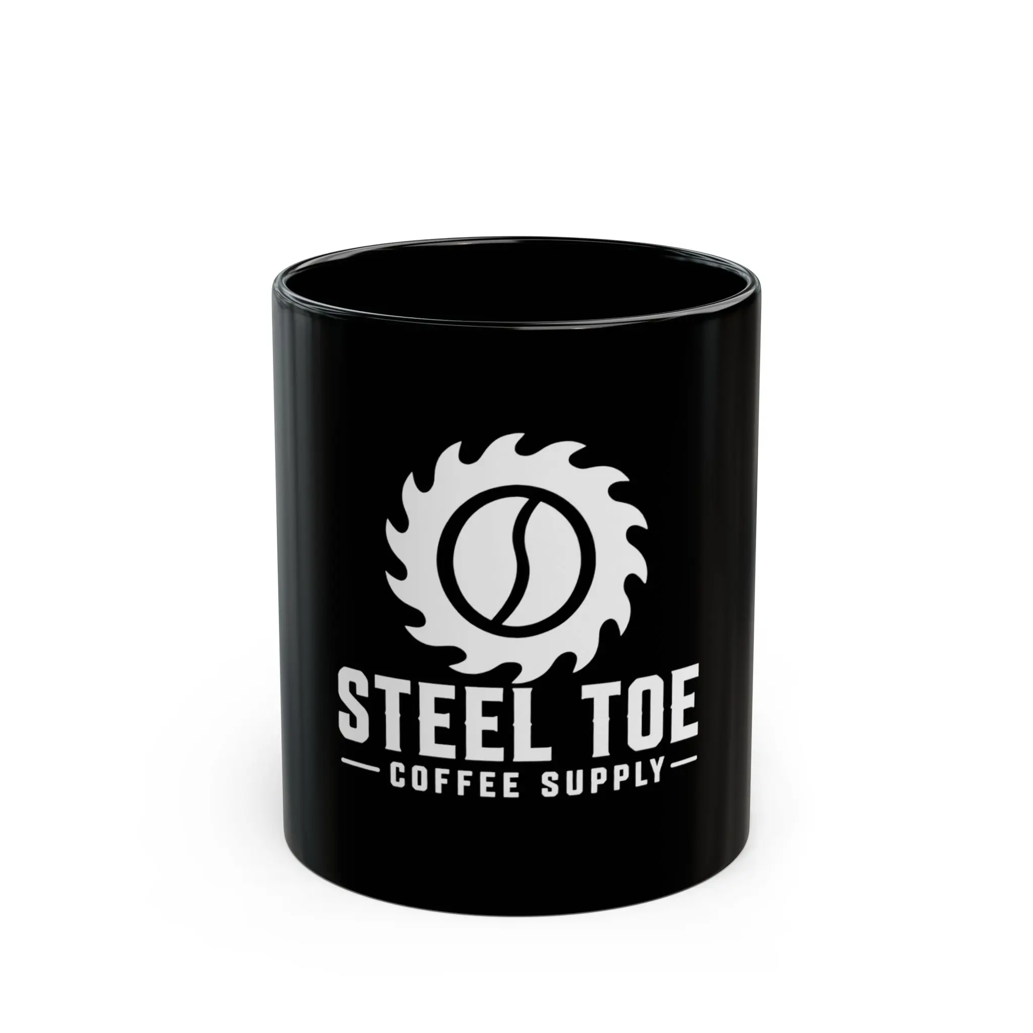 Glossy 11oz Black Ceramic Steel-Toe Reusable Washable Coffee Cup, Kitchen Drinkware Mug