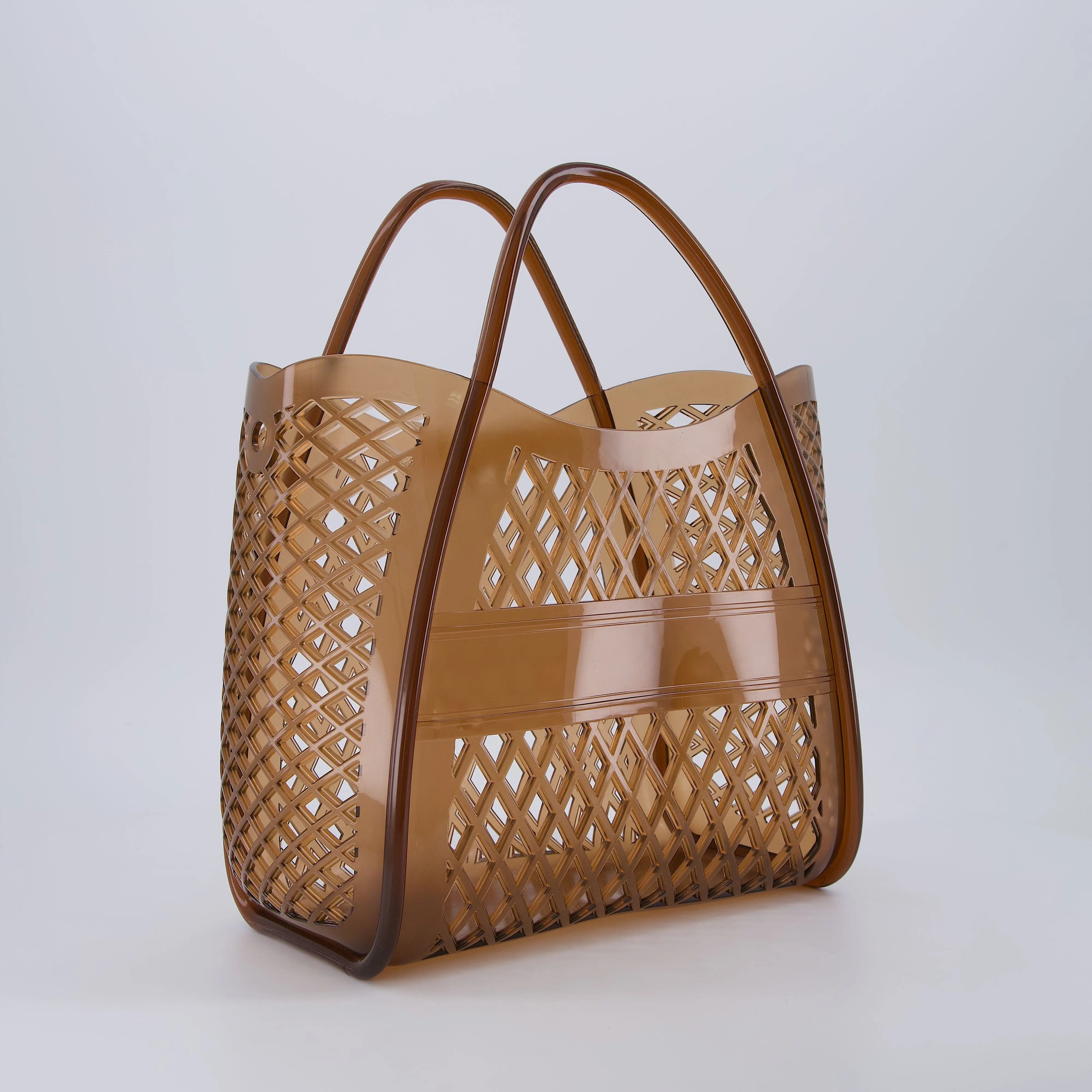 Cushionaire Kizzy Clear Jelly Tote Bag for Women | Lightweight Waterproof Beach Bag with Open Top Design and Lattice Cutout Detail, Clear Stadium Purse
