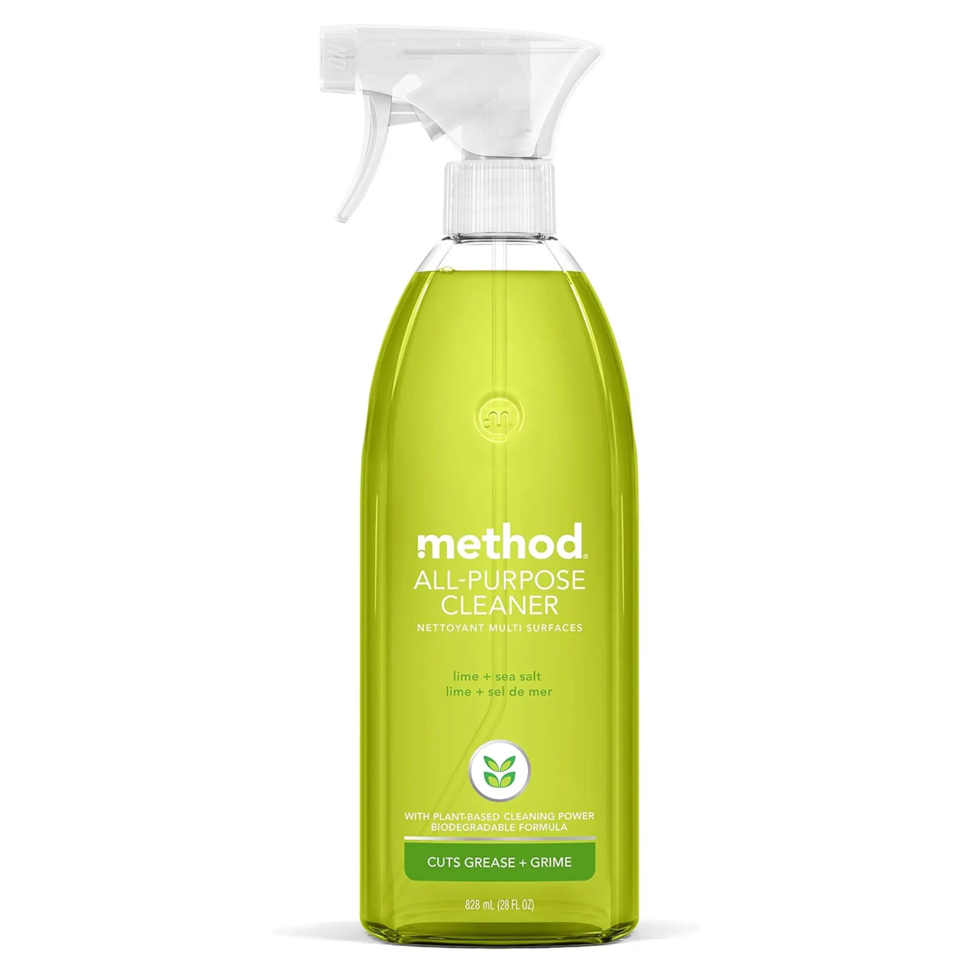 Method All-Purpose Cleaner Spray, Lime + Sea Salt, Plant-Based and Biodegradable Formula Perfect for Most Counters, Tiles, Stone, and More, 28 oz Spray Bottles, (Pack of 1)