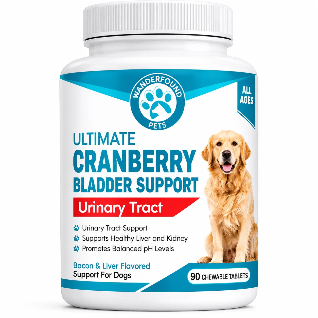 Wanderfound Pets Cranberry Bladder Support for Dogs | Dog Urinary Tract Supplement & Bladder Health Chews | Cranberry UTI Support, Kidney Support, pH Balance, Urinary Health, Bladder Control & Frequent Urination Daily Support for Adult & Senior Dogs