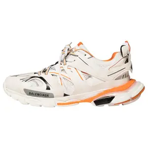 Balenciaga Track Nylon Round-Toe Lace-Up Low-Top Dad Sneakers for Men in White and Orange Casual Dad Shoes kitten heels heels shoes for women black heels high heels