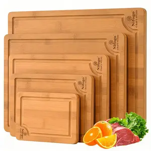5 Packs Bamboo Cutting Board Set with Over Sink Nice Solid Thick Wood Juice Groove Chopping Board Extra Large Big Small Best Hardwood Kitchen Organic Vegetable Meat BBQ Kit