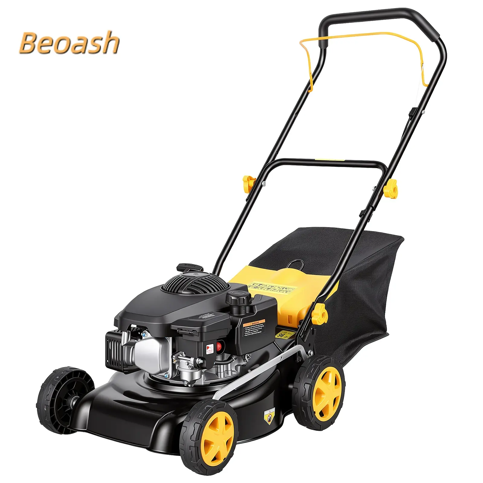Beoash 16 Inch Gas Self Propelled Lawn Mower, 3-in-1 Cutting Functions, 45L Large Capacity Grass Bag with Big Wheels for Yard Garden pro trim head