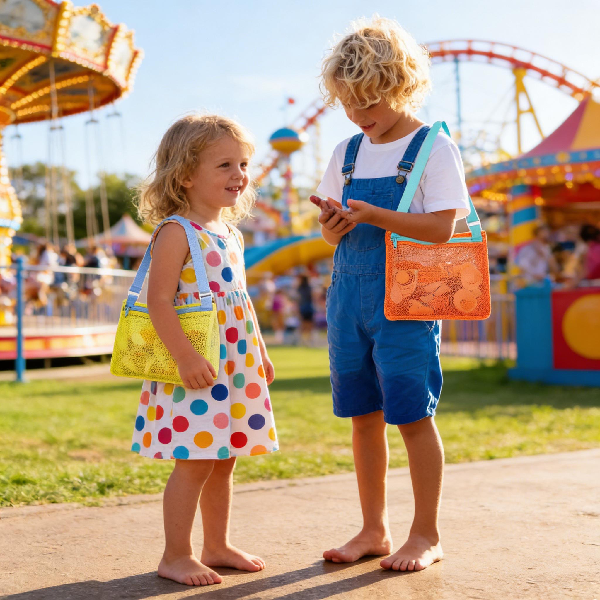 Mesh Beach Bag with Zipper, Sand Toy Storage Bag for Holding Shells and Pool Accessories, Swimming Gear for Kids, Boys and Girls