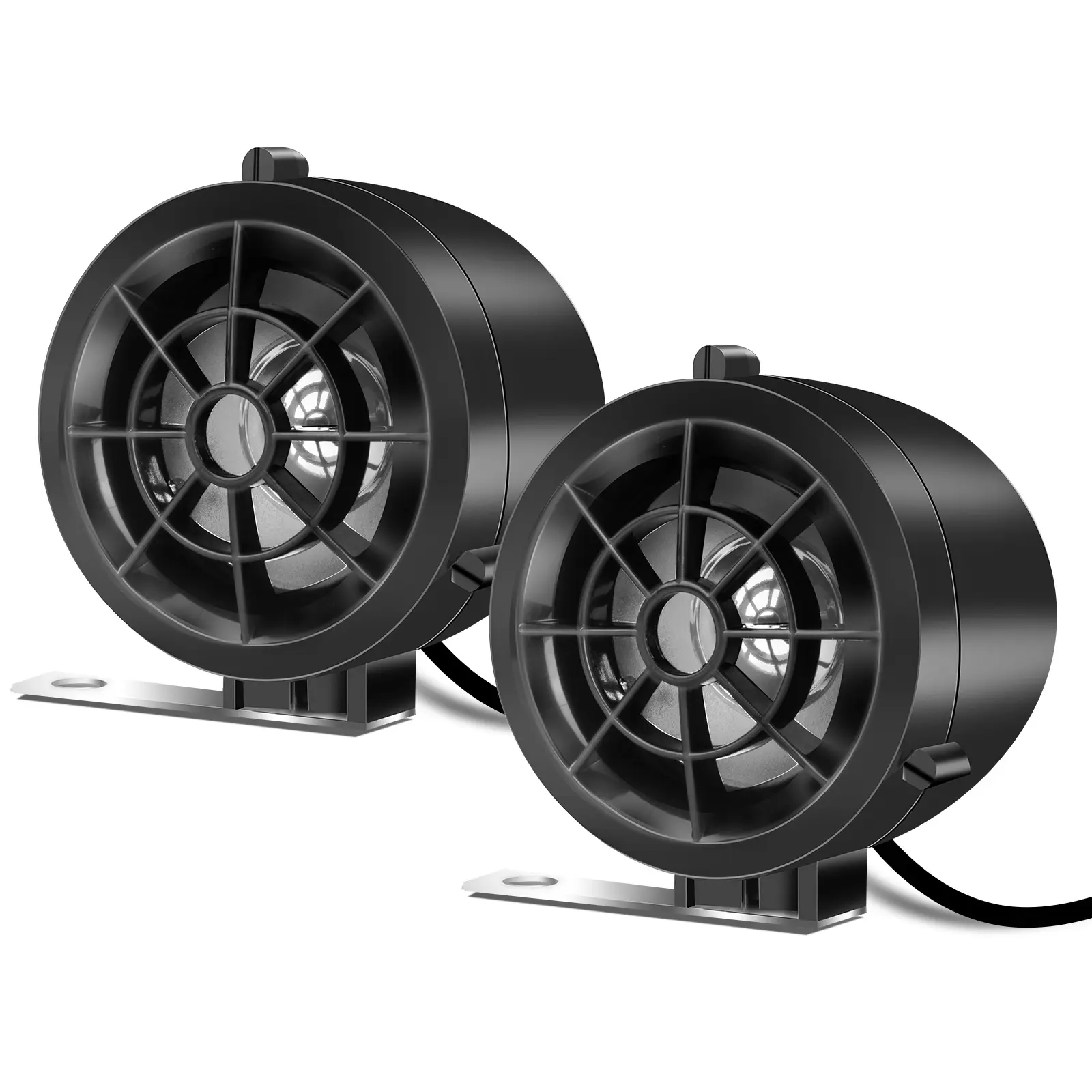 Korbros Waterproof Motorcycle Bluetooth Audio Speakers Pair - FM Radio, MP3 Player, USB+TF Card Support, LED Lights, Anti-Theft Alarm, Remote Control for Motorcycle Car Electronics, Full Range