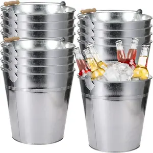 12 count 12 count Large Galvanized Metal Buckets with Handle 10 Inch Heavy Duty Stainless Steel Pails Round Pail for Party Wedding, Crafts, Utensils, Table Centerpieces ()