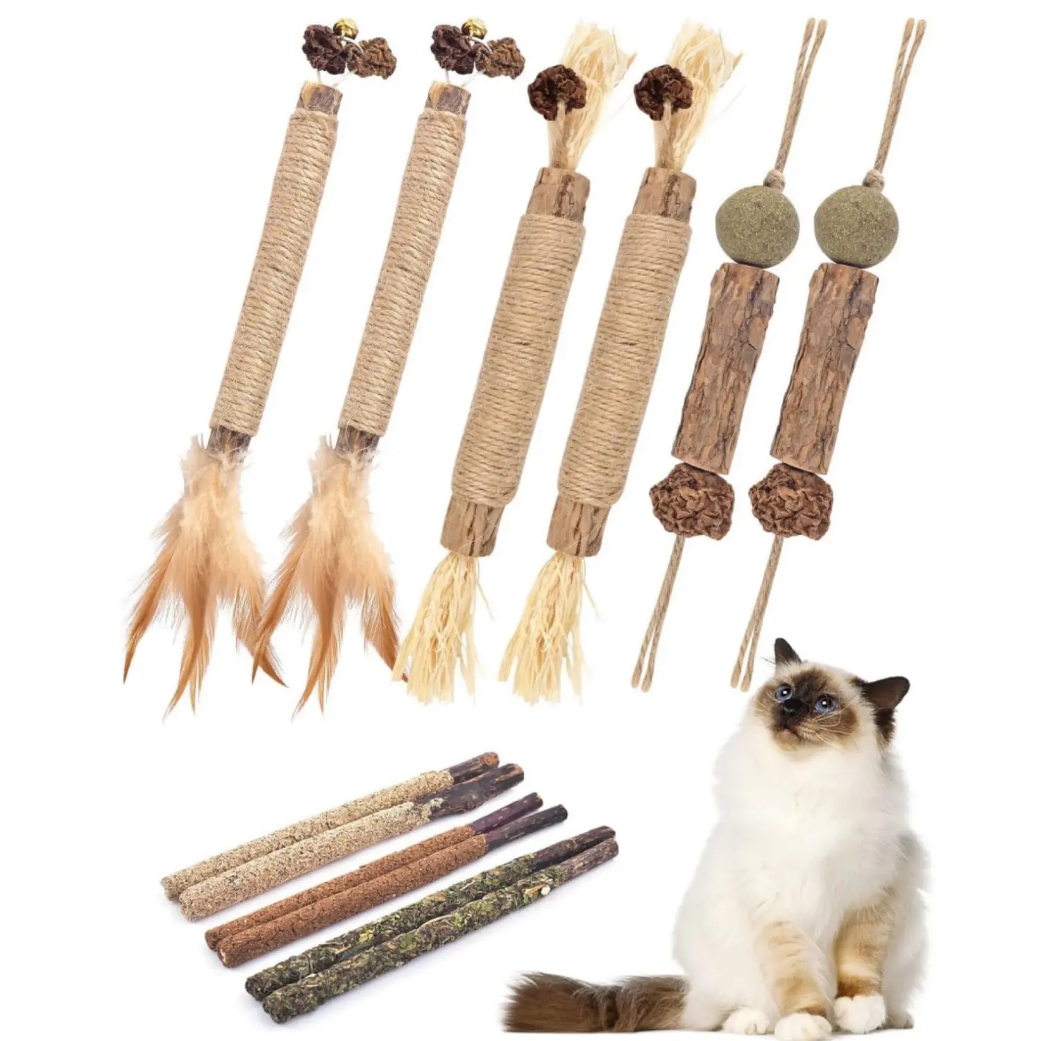 12Pcs Catnip Chew Toys for Cats, Natural Silvervine Sticks for Kittens Teeth Cleaning, Matatabi Dental Care, Increase Appetite, Calm Cat Anxiety and Stress, Aggressive Chewers Cat Dental Toy - Home Improvement.