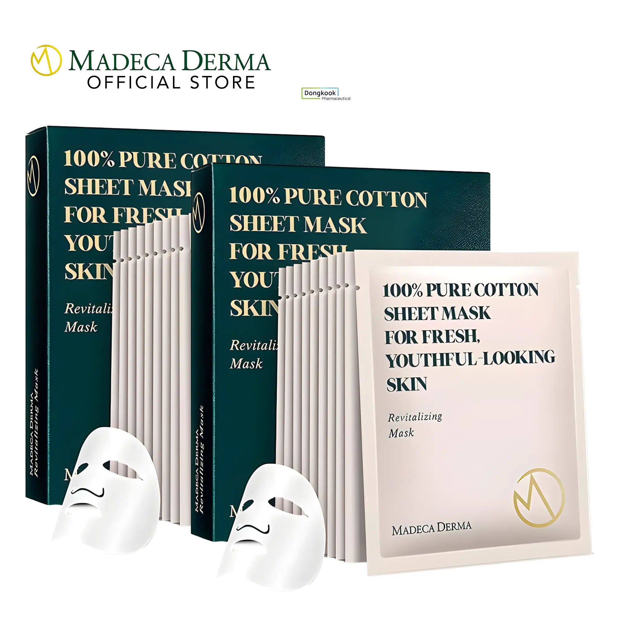 [Madeca Derma] Revitalizing Facial Sheet Masks | 2x Boxes of Madeca Derma Face Masks | Centella Asiatica, Niacinamide | Sensitive & Acne-prone | Korean pharmaceutical skincare