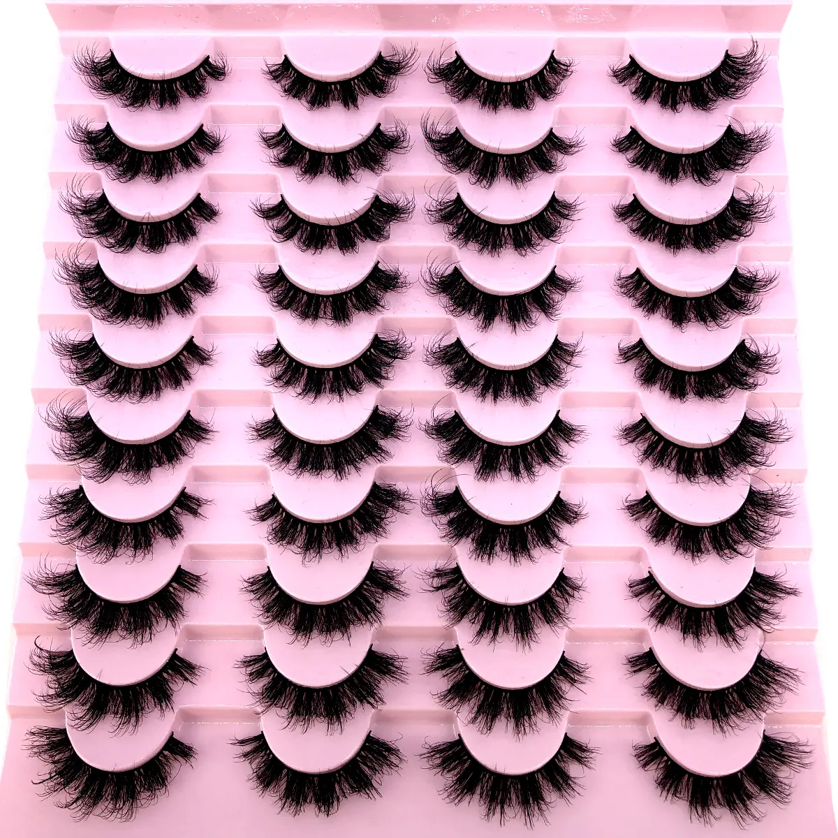 New 20 pairs 3D Mink Lashes Cat Eyelashes Fluffy Wispy Volume Lashes Natural Feathery Effect Lightweight Flexible Band Fake Lashes