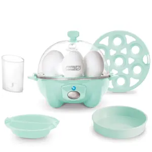 3-in-1 Premium Rapid Egg Cooker, 7 Egg Capacity, with Removable Trays, for Hard Boiled Eggs, Poached Eggs and Omelets, Dishwasher Safe, Aqua