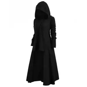 Autumn Witch Hooded Tunic Robe Cloak Gothic Costume for Women – Halloween Holiday Dress-Up, Fancy Dress, Masquerade Ball