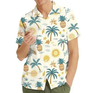Tropical Island Hawaiian Shirt for Men, Women, Youth, Vintage Shirt with Palm Tree, Pineapple Print, Short Sleeve Button Down Beach Shirt #Hawaiianshirt