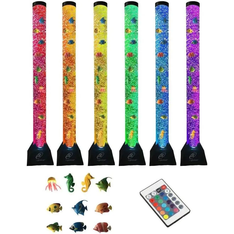 4FT LED Bubble  Fish Tube - Sensory Aquarium Lamp with 10 Floating Fish & 20 Color Effects - Calming Light for , ,  &