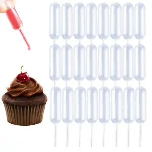 4ml Plastic Cupcake Pipettes Squeeze Syringes, Pastry Decorating Tools, 50 Pcs Disposable Liquid Injectors Squeeze Transfer Dropper for Strawberries Cupcakes Desserts