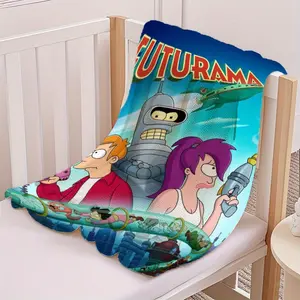 FUTURAMA Printed Flannel Throw Blanket - Lightweight Cozy, Soft Throw, Travel-Friendly Multi-Use for Sofa Beds, Camping, Model mt1002-31, Lightweight Cozy Blanket, Soft Blanket Throw