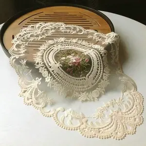 Oval Lace Doily, Exquisite Floral Lace Table Mat, Floral Pattern Placemat, Table Decoration for Home Kitchen Dining Room, Decor Accessories