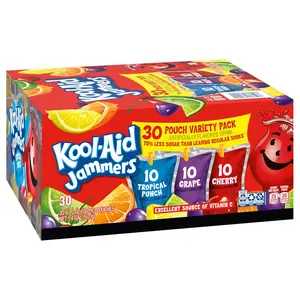 Jammers Tropical Punch, Grape & Cherry Flavored 0% Juice Drink Variety Pack, 30 ct Box, 6 fl oz Pouches