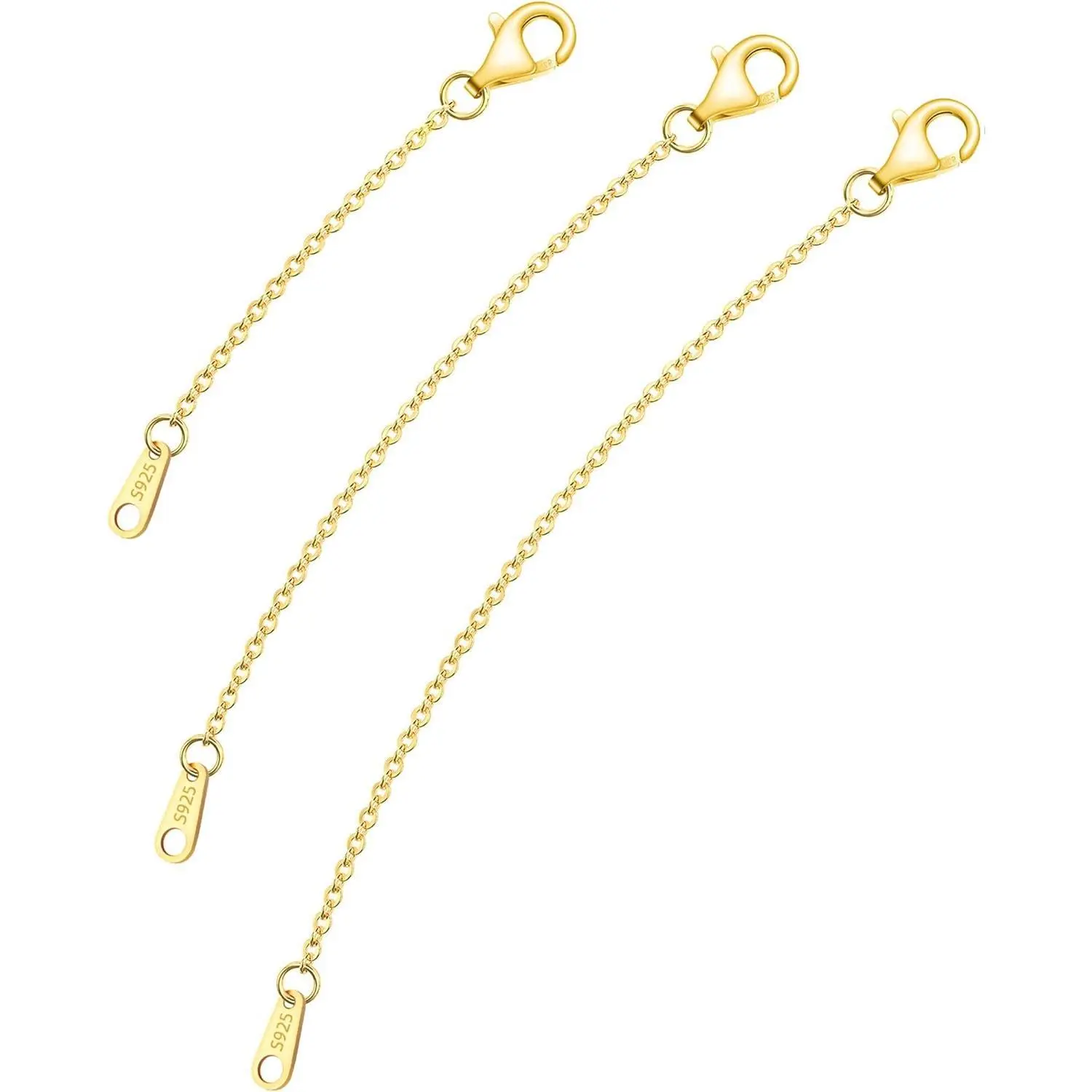925 Sterling Silver Necklace Extender Gold Necklace Extender Gold Chain Extenders for Necklaces 2", 3", 4" Inches