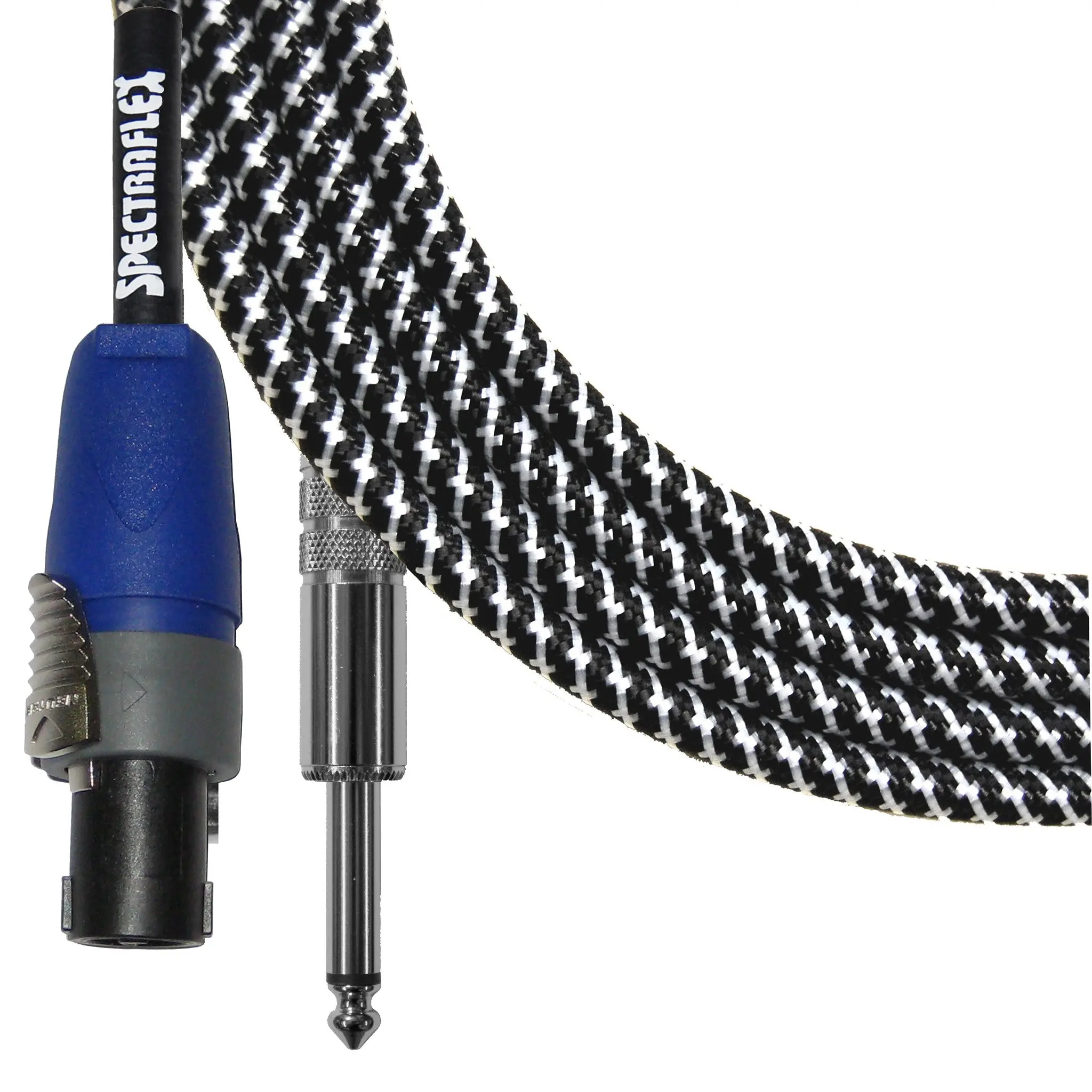 Braided Series Speaker Straight 1/4" Plug-Speakon Plug