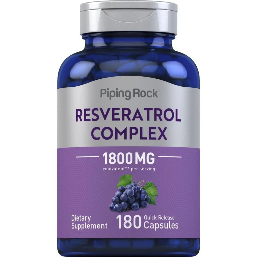 Piping Rock Resveratrol Complex 1800 mg | 180 Capsules | Grape Seed Extract | Non-GMO, Gluten Free Supplement